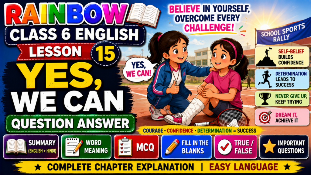 Rainbow Class 6 Lesson 15 Yes We Can Question Answer