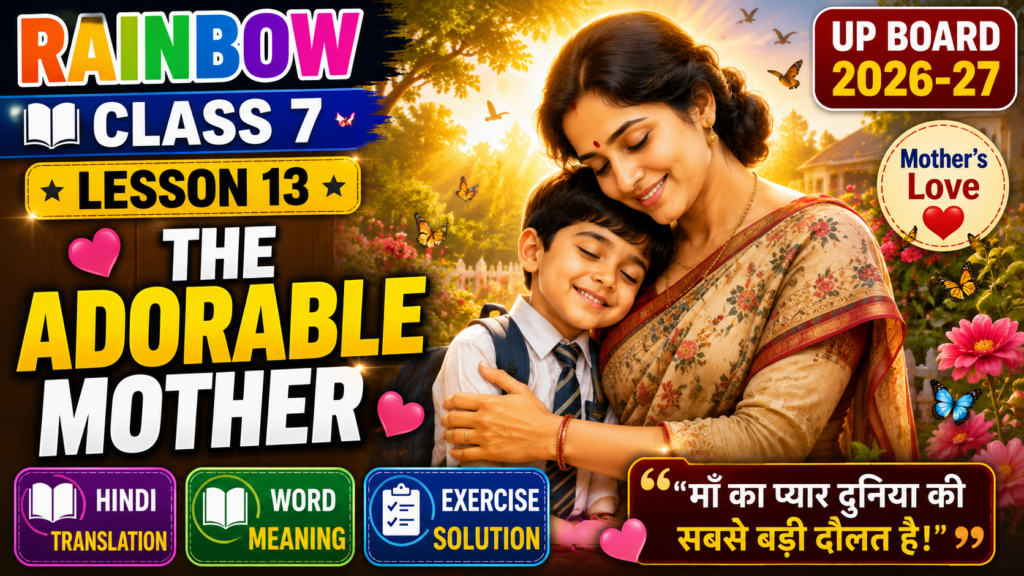 Rainbow Class 7 Lesson 13 The Adorable Mother Hindi Translation Word Meaning Question Answer Exercise Solution