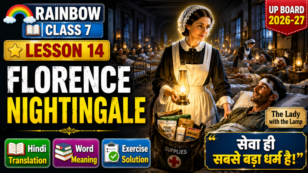 Rainbow Class 7 Lesson 14 Florence Nightingale Hindi Translation Word Meaning Question Answer Exercise Solution