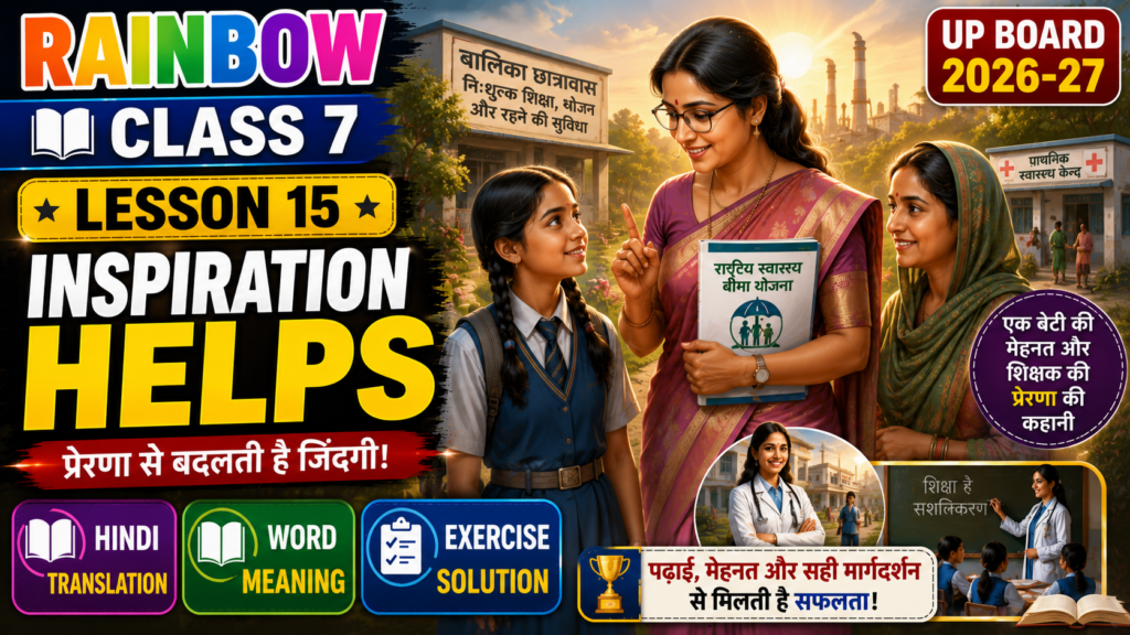 Rainbow Class 7 Lesson 15 Inspiration Helps Hindi Translation Word Meaning Question Answer Exercise Solution