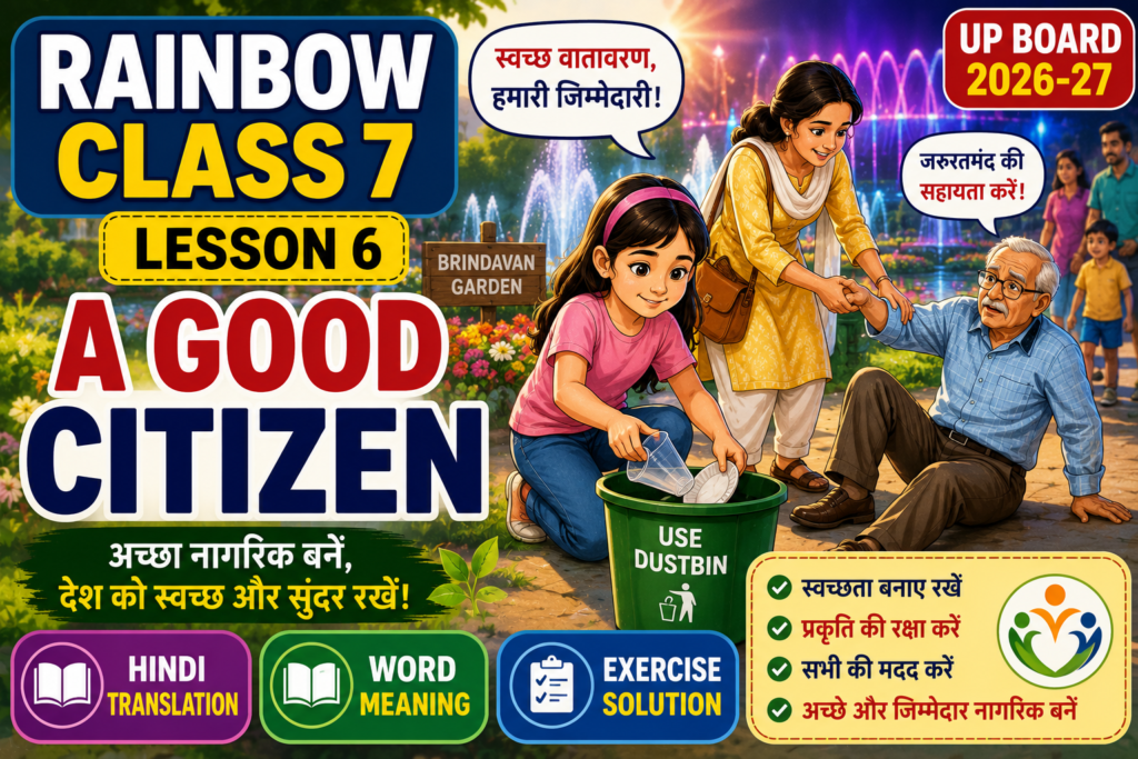 Rainbow Class 7 Lesson 6 A Good Citizen Hindi Translation Word Meaning Question Answer Exercise Solution