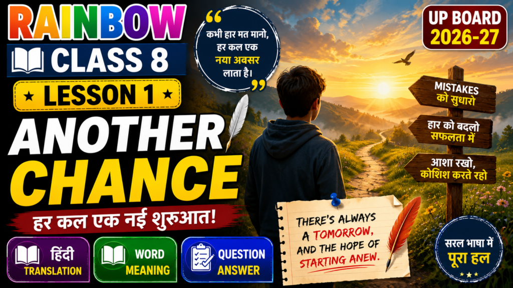 Rainbow Class 8 Lesson 1 Another Chance Hindi Translation Word Meaning Question Answer Summary Exercise Solution