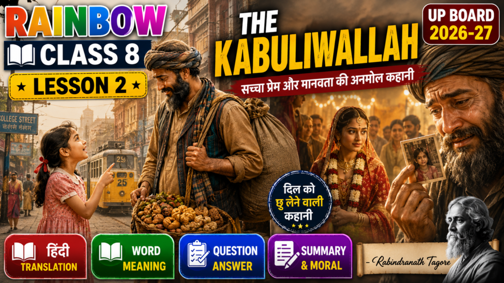 Rainbow Class 8 Lesson 2 The Kabuliwallah Hindi Translation Word Meaning Question Answer Summary Exercise Solution