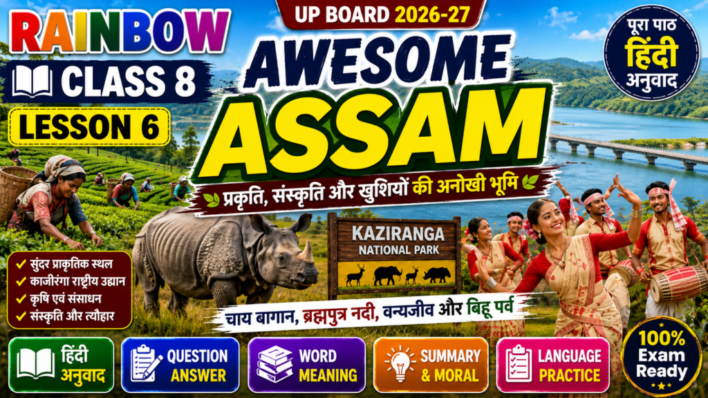 Rainbow Class 8 Lesson 6 Awesome Assam Hindi Translation Question Answer Word Meaning UP Board 2026-27