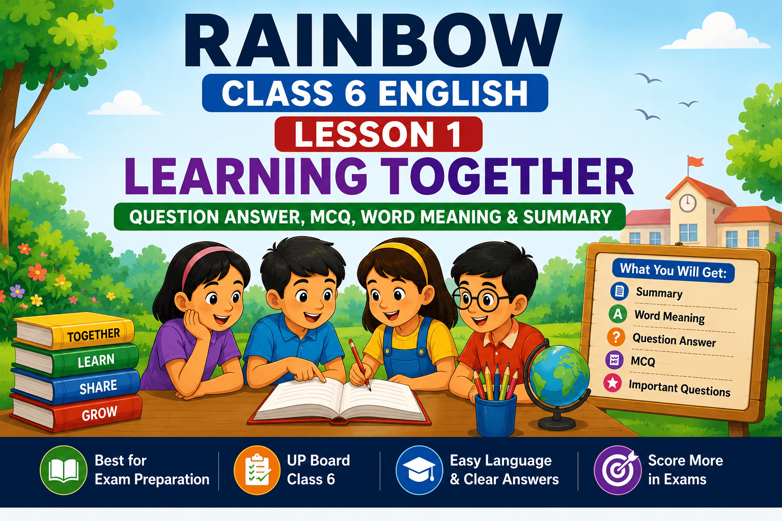 Rainbow Class 6 Lesson 1 Learning Together Question Answer MCQ Word Meaning Summary